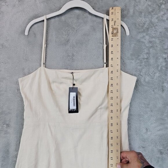 Nasty Gal I Live For The Sun Linen Mini Dress Womens Size 10 Cream Square Neck - Picture 8 of 11
